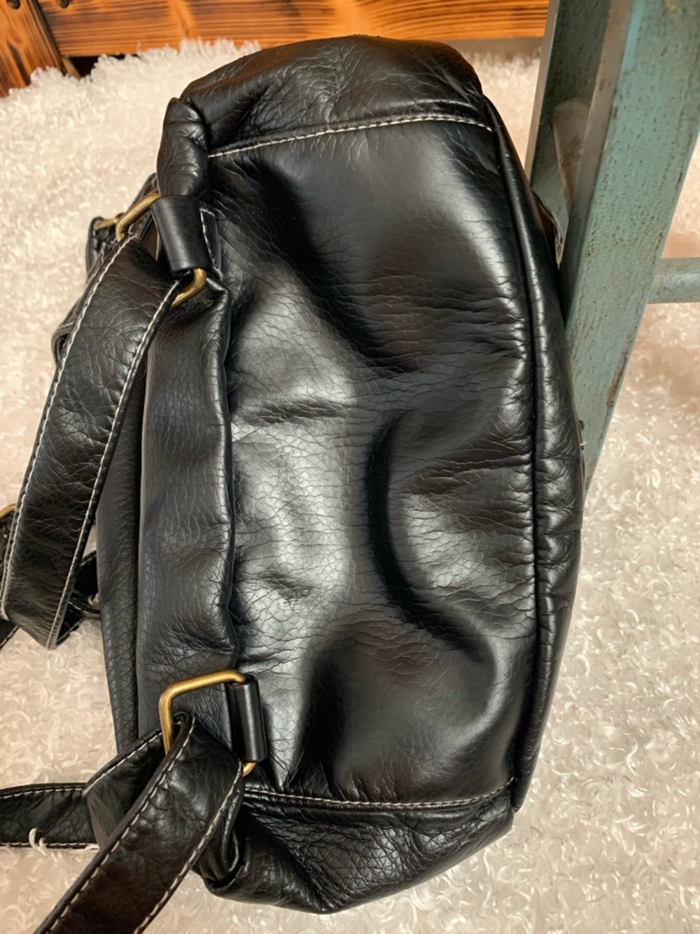 BLACK FAUX LEATHER BACKPACK - Picture 10 of 10